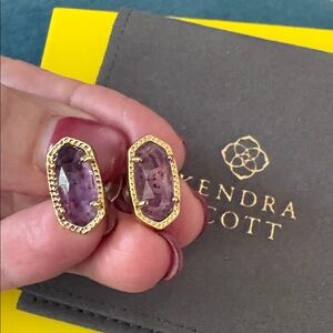 Kendra Scott Gold Amethyst Ellie Stud Earrings
